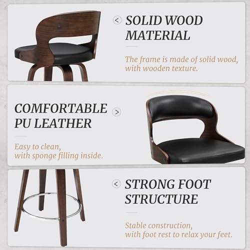 Cozyman 26" Mid Century Swivel Bar Stools Set