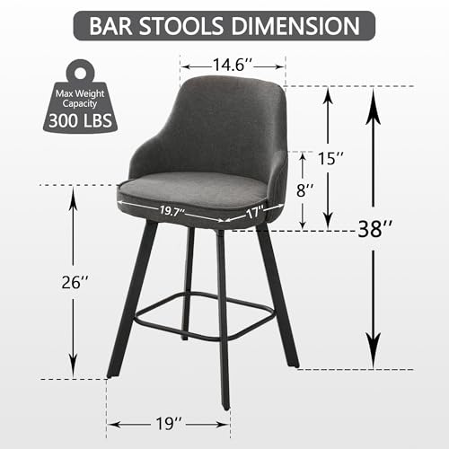 Set of 3 Dark Grey Swivel Bar Stools