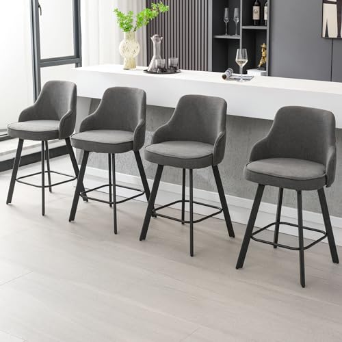 Set of 3 Dark Grey Swivel Bar Stools