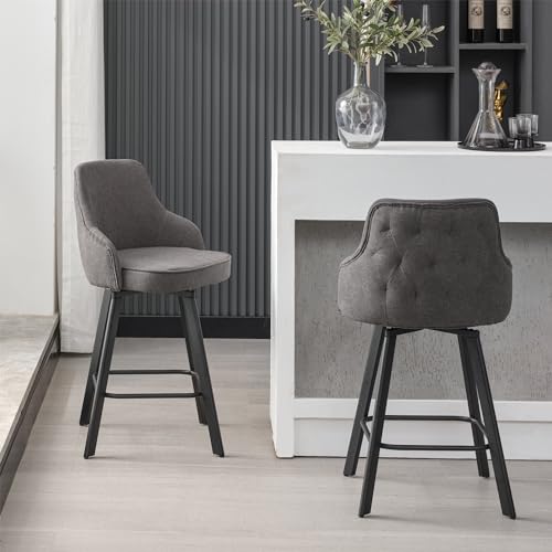 Set of 3 Dark Grey Swivel Bar Stools