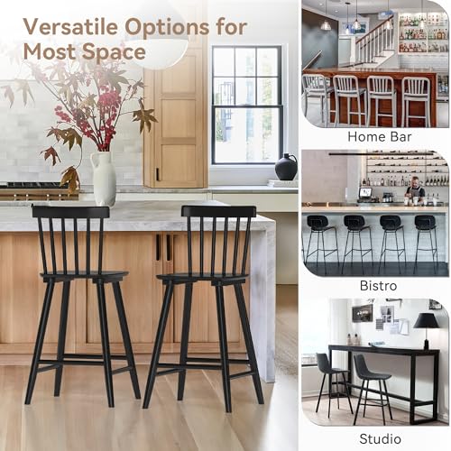 Windsor Wooden Bar Stools Set of 3 - Black