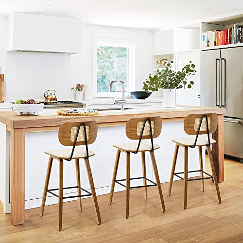 Mid-Century Modern Counter Height Bar Stools Set