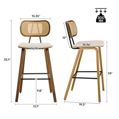 Mid-Century Modern Counter Height Bar Stools Set