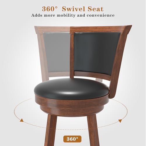 Set of 2 Swivel Bar Stools with High Back