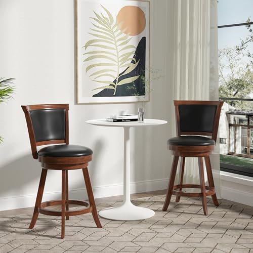 Set of 2 Swivel Bar Stools with High Back