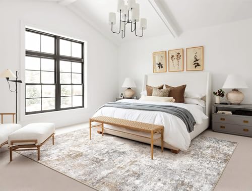 Washable Modern Abstract 8x10 Area Rug