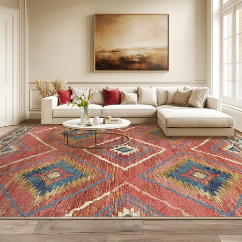 Ultra Soft 8x10 Moroccan Area Rug - Red/Orange