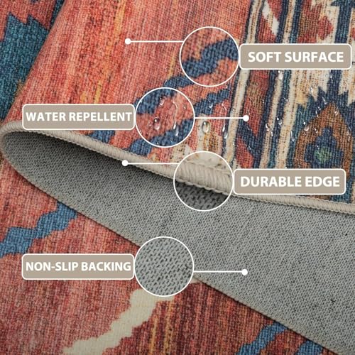 Ultra Soft 8x10 Moroccan Area Rug - Red/Orange