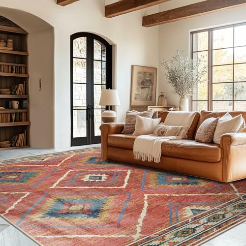 Ultra Soft 8x10 Moroccan Area Rug - Red/Orange