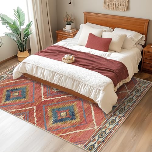 Ultra Soft 8x10 Moroccan Area Rug - Red/Orange