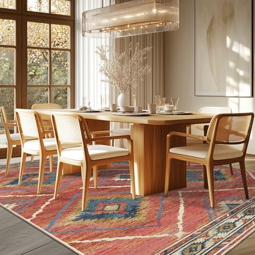 Ultra Soft 8x10 Moroccan Area Rug - Red/Orange