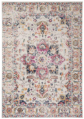 Fuchsia & Ivory Snowflake Medallion Area Rug 8' x 10