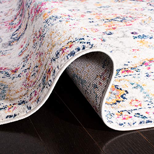 Fuchsia & Ivory Snowflake Medallion Area Rug 8' x 10