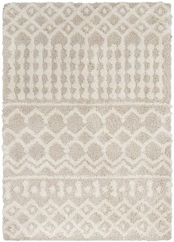 Hapsburg Moroccan Shag Area Rug, Beige, 5'3" x 7'3