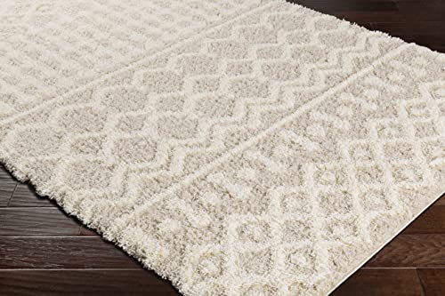 Hapsburg Moroccan Shag Area Rug, Beige, 5'3" x 7'3