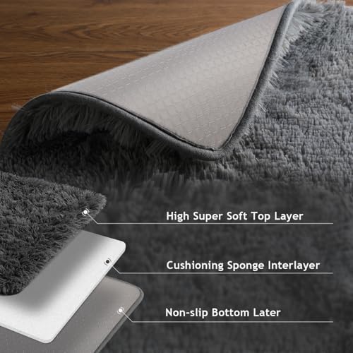 Large Grey Shag Area Rug for Living Spaces