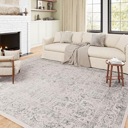 Vintage Floral Gray Area Rug for Home Decor