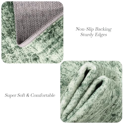 Large Washable Black and Green Area Rug 8x10