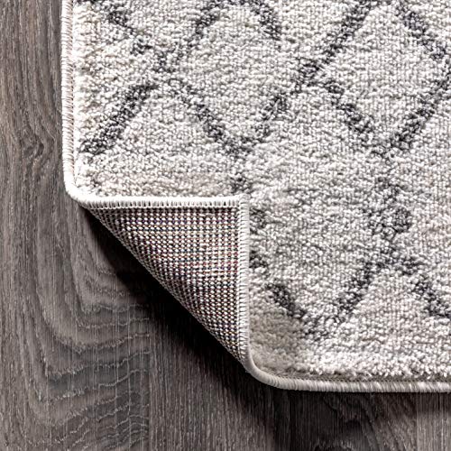 Boho Vintage Diamond Area Rug, Cream/Gray 8x10