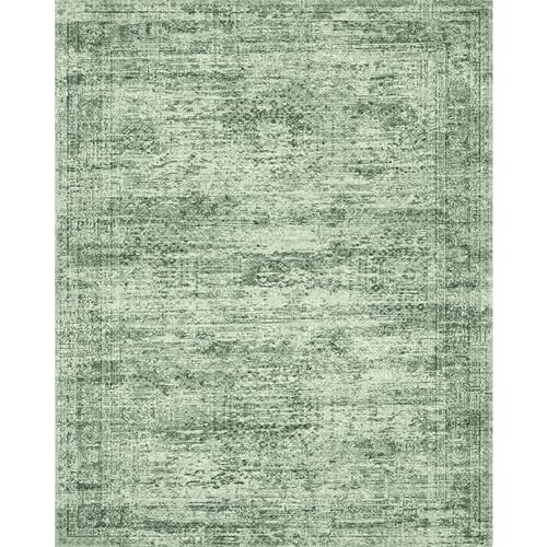Large Washable Black and Green Area Rug 8x10
