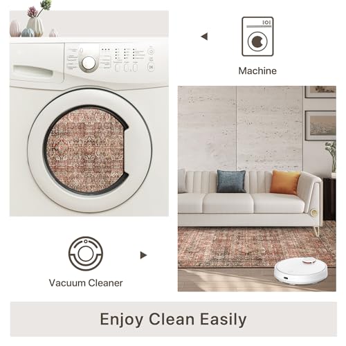 BESBLEE Waschbarer Boho Teppich für Innenräume