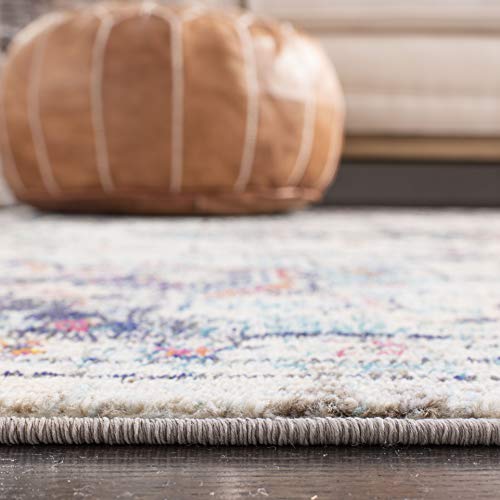 Boho Chic Cream & Blue Area Rug - 10' x 14