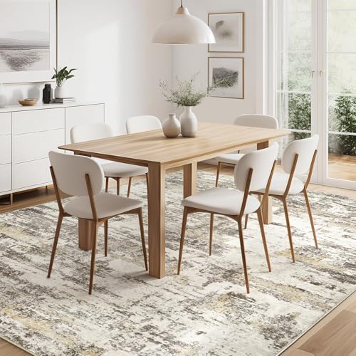 Modern Abstract 8x10 Area Rug in Gold Brown