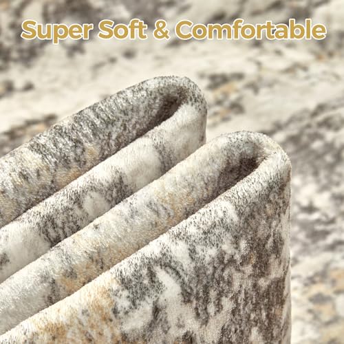 Modern Abstract 8x10 Area Rug in Gold Brown