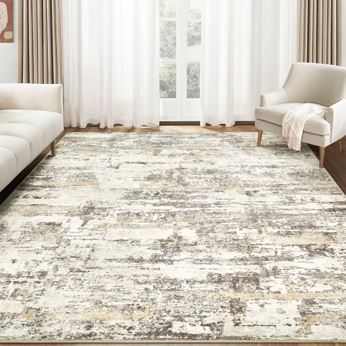 Modern Abstract 8x10 Area Rug in Gold Brown