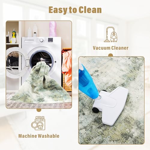 Colorful Modern Abstract 8x10 Washable Area Rug