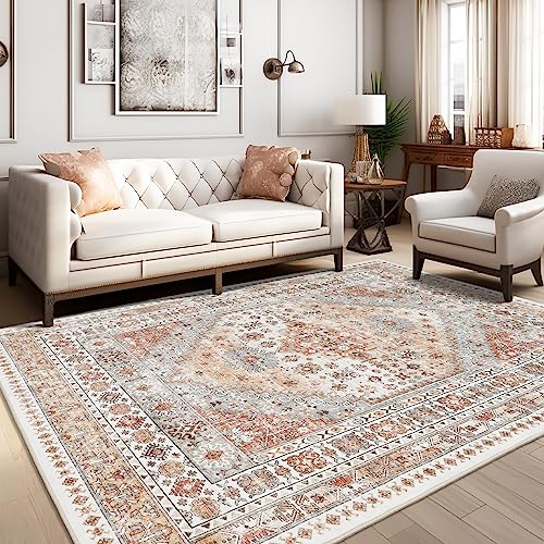 Vintage Boho 8x10 Orange Area Rug