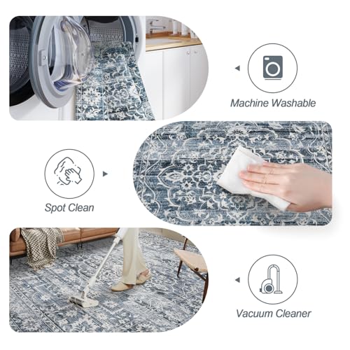 Floral Vintage 8x10 Washable Area Rug