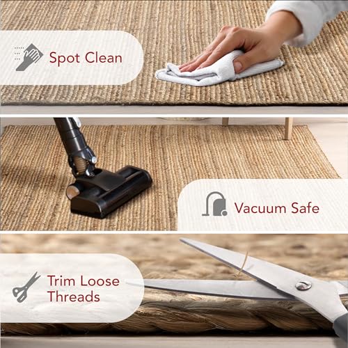 Contemporary Tan Braided Jute Area Rug