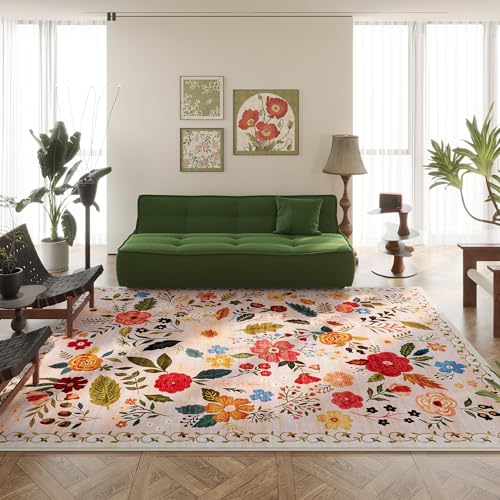 Boho Blumenmuster Teppich für Wohnzimmer und Schlafzimmer