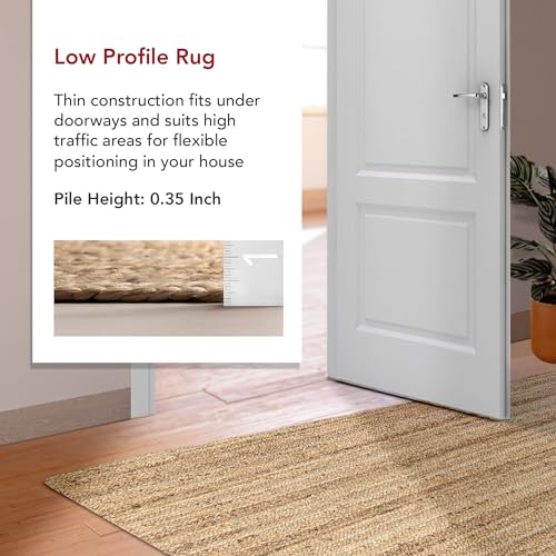Contemporary Tan Braided Jute Area Rug