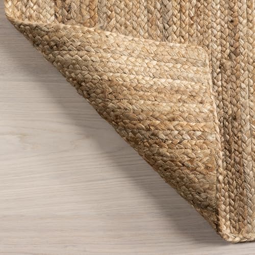Contemporary Tan Braided Jute Area Rug