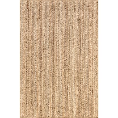Contemporary Tan Braided Jute Area Rug