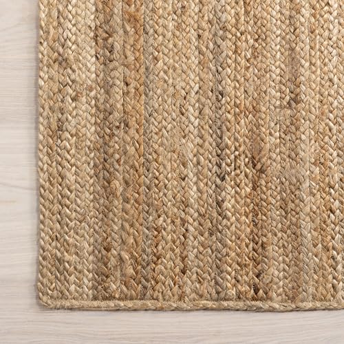 Contemporary Tan Braided Jute Area Rug