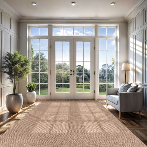 CAMILSON 9x12 Easy-Clean Jute Farmhouse Area Rug