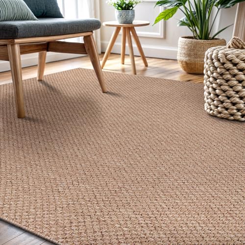 CAMILSON 9x12 Easy-Clean Jute Farmhouse Area Rug