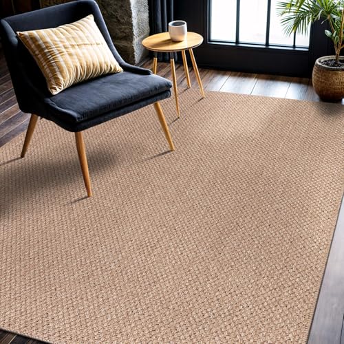 CAMILSON 9x12 Easy-Clean Jute Farmhouse Area Rug