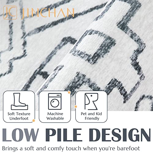 Moroccan Geometric Washable Area Rug 6x9 Grey