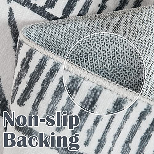 Moroccan Geometric Washable Area Rug 6x9 Grey