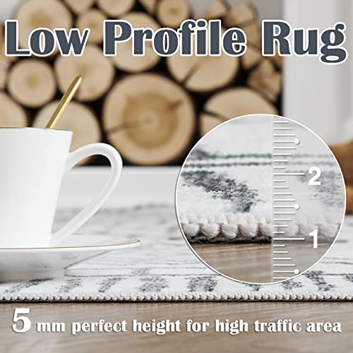 Moroccan Geometric Washable Area Rug 6x9 Grey