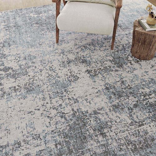 Modern Abstract Blue 8x10 Washable Area Rug
