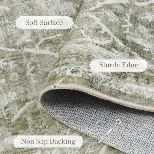 Retro Green 8x10 Washable Area Rug