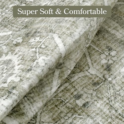 Retro Green 8x10 Washable Area Rug