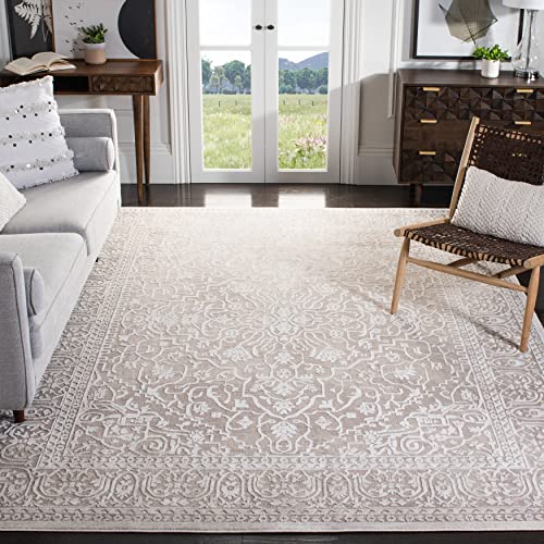 Beige & Cream Vintage Distressed 10' x 14' Rug