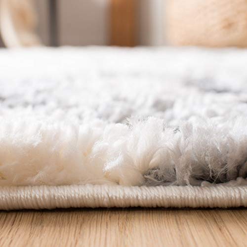 Moroccan Tassel Shag Area Rug, Ivory & Grey