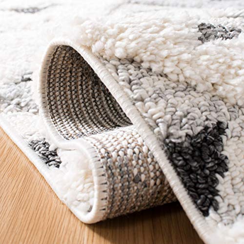 Moroccan Tassel Shag Area Rug, Ivory & Grey